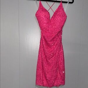 Elegant Pink Sequin Mini Dress